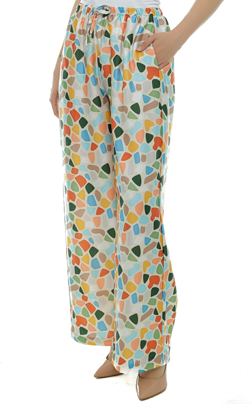 COLLECTIVA NOIR-Pantaloni largi cu imprimeu multicolor